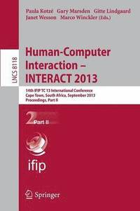 bokomslag Human-Computer Interaction -- INTERACT 2013