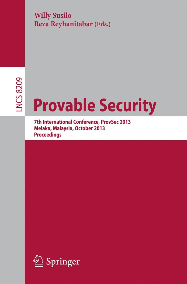 Willy Susilo, Reza Reyhanitabar - Provable Security, Häftad