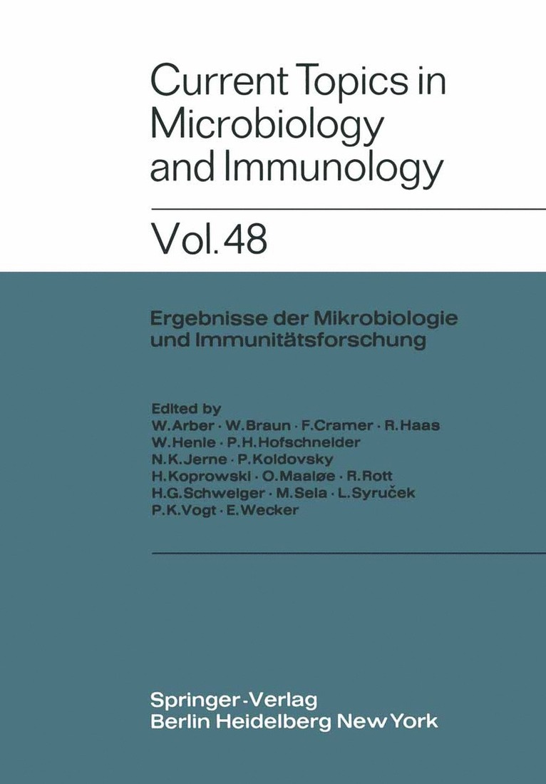 Current Topics in Microbiology and Immunology / Ergebnisse der Mikrobiologie und Immunittsforschung 1