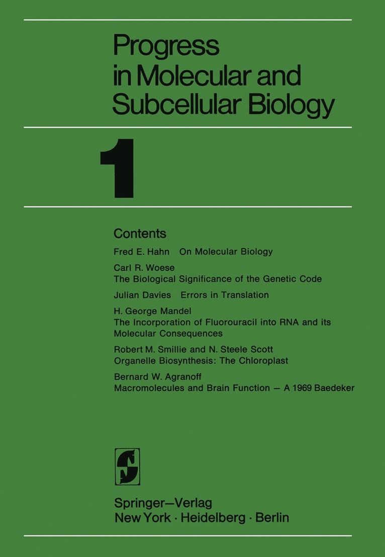 Progress in Molecular and Subcellular Biology 1