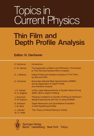 H. Oechsner - Thin Film and Depth Profile Analysis, Häftad