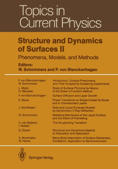 Wolfram Schommers, Peter v. Blanckenhagen - Structure and Dynamics of Surfaces II, Häftad