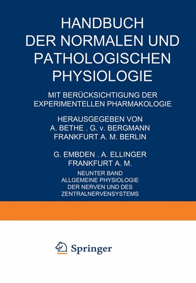 bokomslag Allgemeine Physiologie der Nerven und des Zentralnervensystems