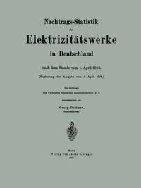 bokomslag Nachtrags-Statistik der Elektrizittswerke in Deutschland