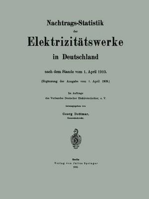 bokomslag Nachtrags-Statistik der Elektrizittswerke in Deutschland