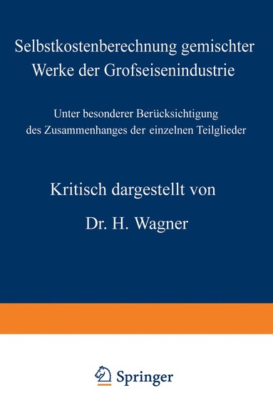 bokomslag Selbstkostenberechnung gemischter Werke der Grofseisenindustrie