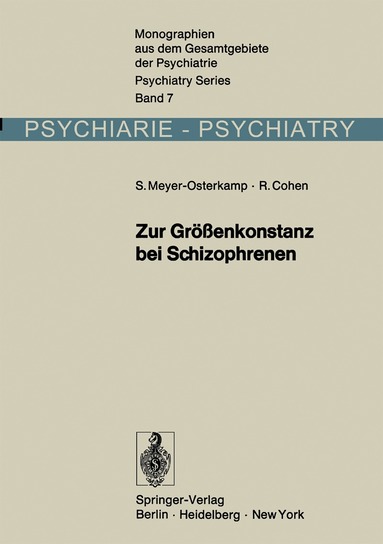 Susanne Meyer-Osterkamp, Rudolf Cohen - Zur Größenkonstanz bei Schizophrenen, Häftad