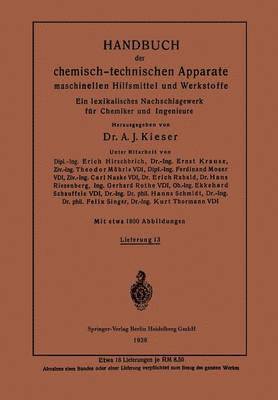 bokomslag Handbuch der chemisch-technischen Apparate maschinellen Hilfsmittel und Werkstoffe