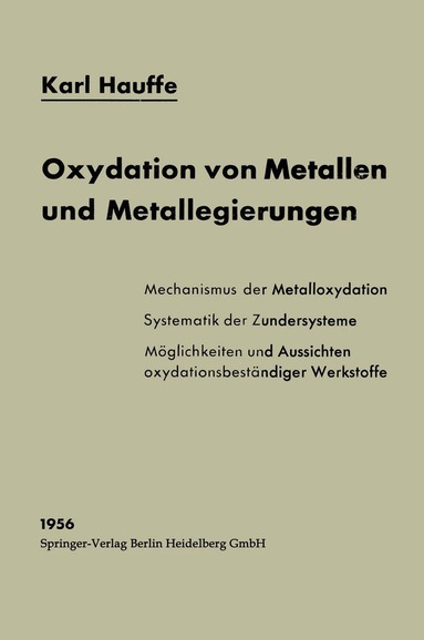 Karl Hauffe - Oxydation von Metallen und Metallegierungen, Häftad