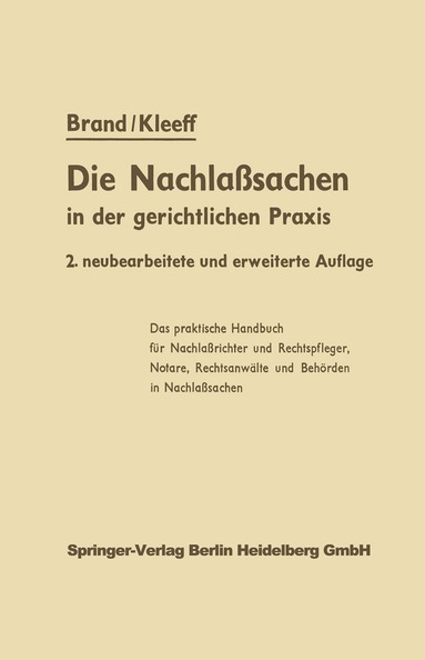 bokomslag Die Nachlaßsachen in der gerichtlichen Praxis