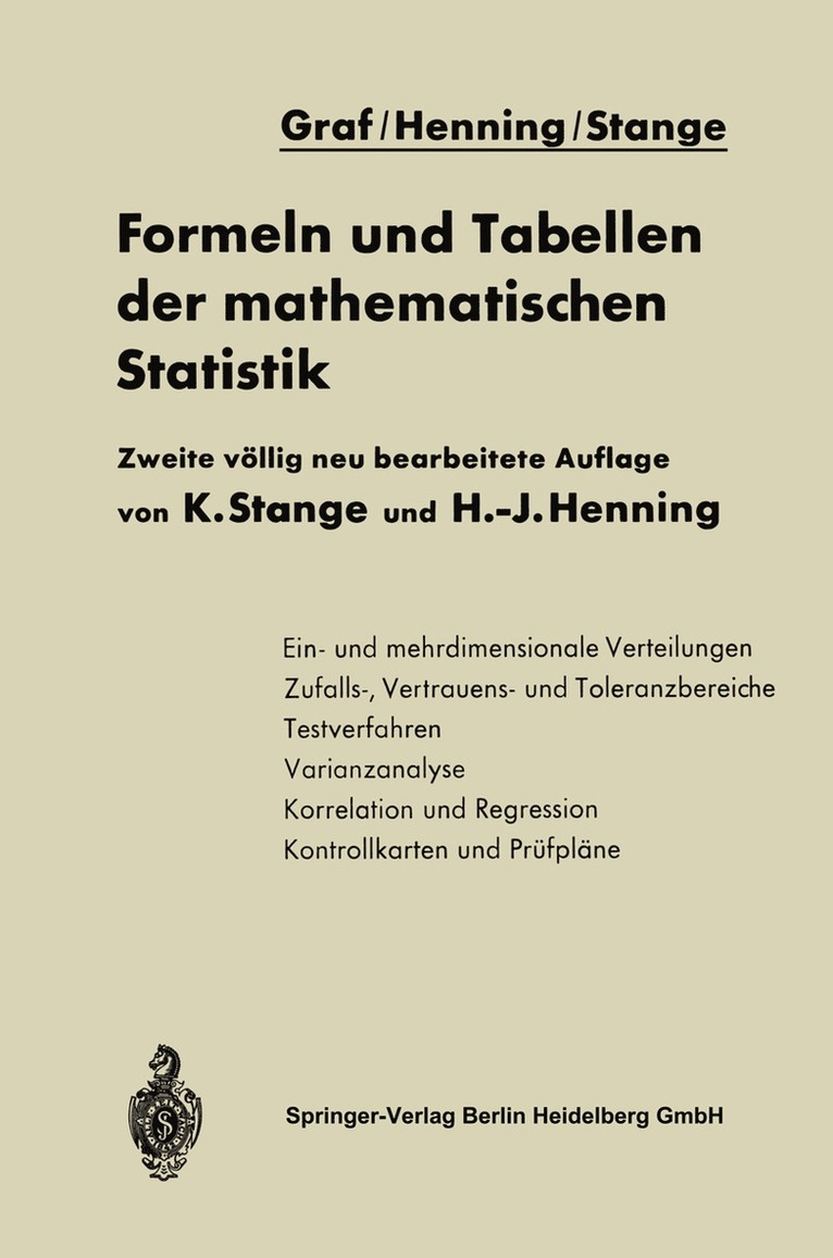 Formeln und Tabellen der mathematischen Statistik 1