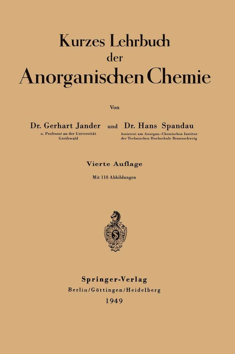 Kurzes Lehrbuch der Anorganischen Chemie 1