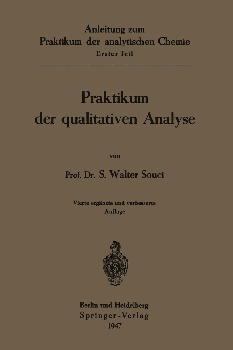 Walter Souci - Praktikum der qualitativen Analyse, Häftad
