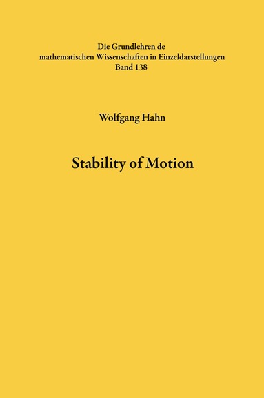 Wolfgang Hahn - Stability of Motion, Häftad