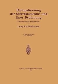 bokomslag Rationalisierung der Schreibmaschine und ihrer Bedienung