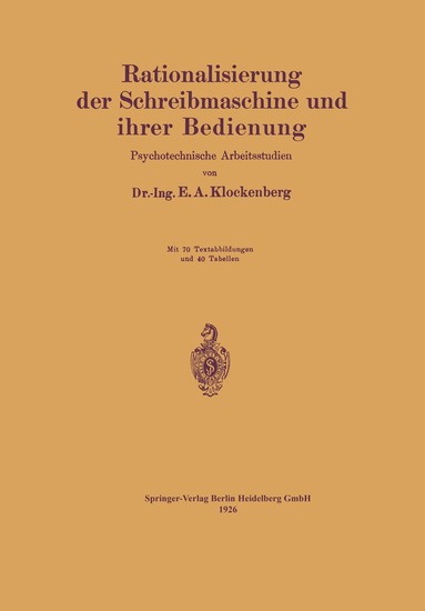 bokomslag Rationalisierung der Schreibmaschine und ihrer Bedienung