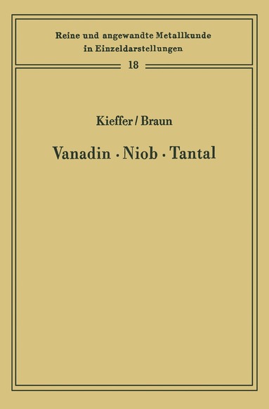 Richard Kieffer, Horst Braun - Vanadin Niob · Tantal, Häftad