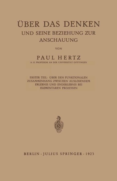 Paul Hertz - Über das Denken und Seine Beziehung zur Anschauung, Häftad