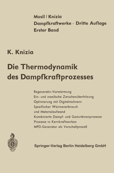 bokomslag Die Thermodynamik des Dampfkraftprozesses