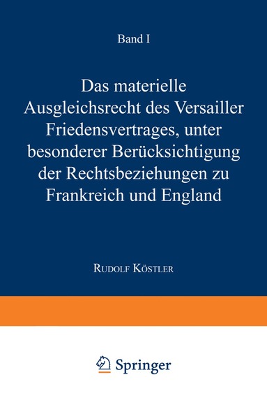 bokomslag Das Materielle Ausgleichsrecht des Versailler Friedensvertrages