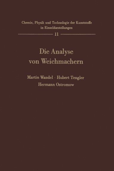 bokomslag Die Analyse von Weichmachern