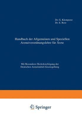 bokomslag Handbuch der Allgemeinen und Speziellen Arzneiverordnungslehre für Äzte