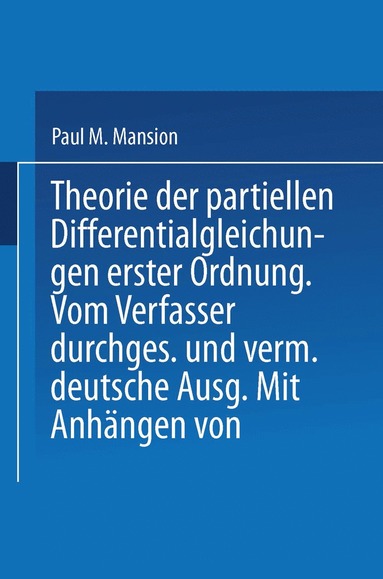 bokomslag Theorie der Partiellen Differentialgleichungen erster Ordnung