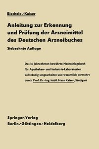 bokomslag Anleitung zur Erkennung und Prfung der Arzneimittel des Deutschen Arzneibuches