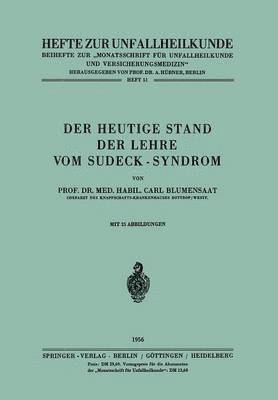 bokomslag Der heutige Stand der Lehre vom Sudeck-Syndrom