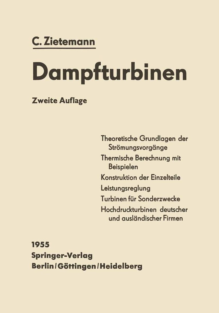 Constantin Zietemann - Die Dampfturbinen, Häftad