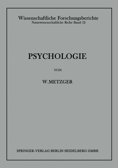 Wolfgang Metzger - Psychologie, Häftad