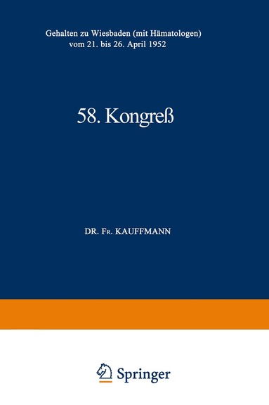 Professor Dr. Fr. Kauffmann - 58. Kongreß, Häftad