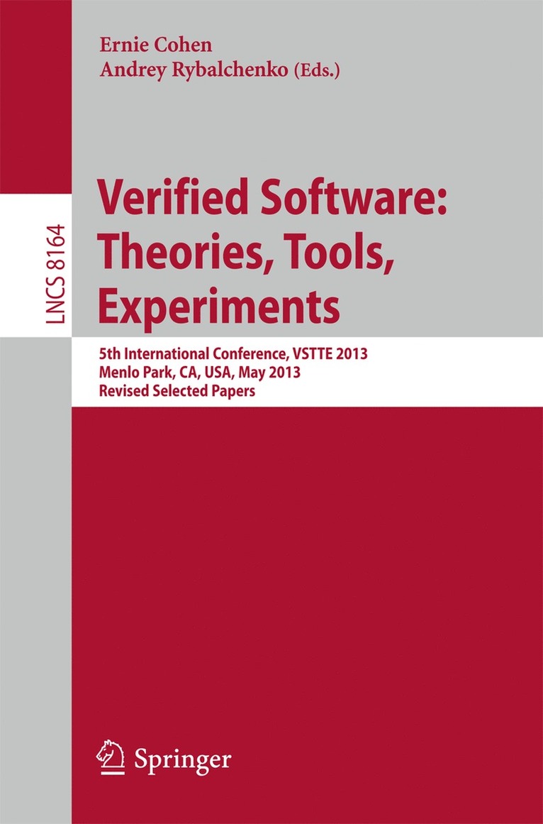 Ernie Cohen, Andrey Rybalchenko - Verified Software: Theorie, Tools, Experiments, Häftad