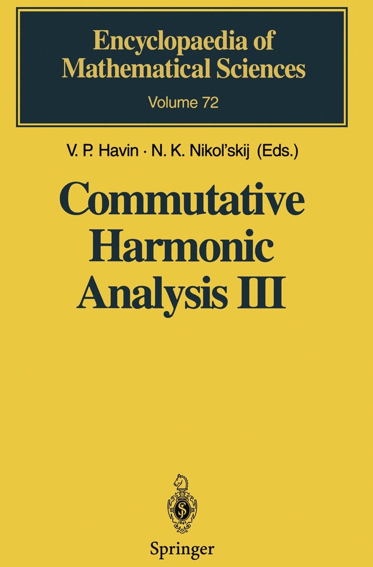 V.P. Havin, N.K. Nikol'skij, V. P. Havin, N. K. Nikol'skij - Commutative Harmonic Analysis III, Häftad