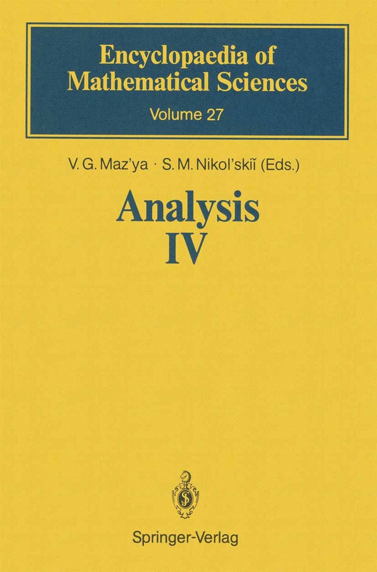 V.G. Maz'ya, V. G. Maz'ya, S. M. Nikol'skii, V.G. Maz'ya - Analysis IV, Häftad