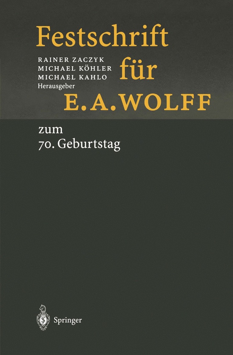 Festschrift fr E.A. Wolff 1