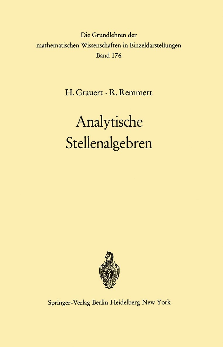 Analytische Stellenalgebren 1