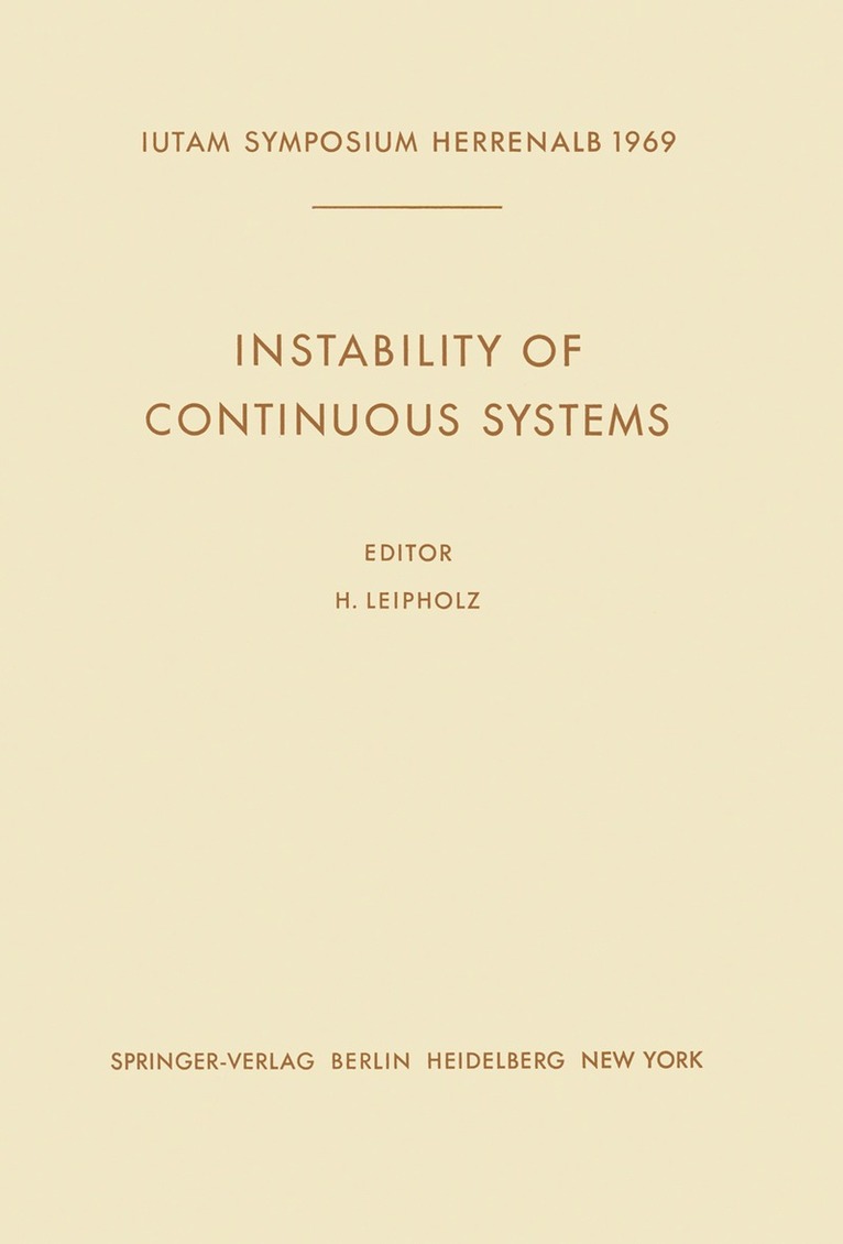 Horst Leipholz - Instability of Continuous Systems, Häftad