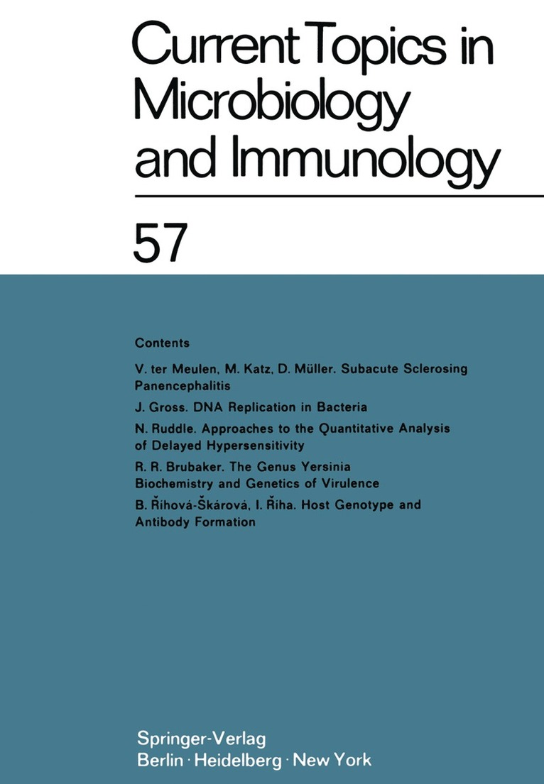 W. Arber, R. Haas, W. Henle, P. H. Hofschneider, J. H. Humphrey, N. K. Jerne, P. Koldovský, H. Koprowski, O. Maaløe, R. Rott, H. G. Schweiger, M. Sela, L. Syru?ek, P. K. Vogt, E. Wecker, W. Braun, W. Arber, W. Braun - Current Topics in Microbiology and Immunology, Häftad