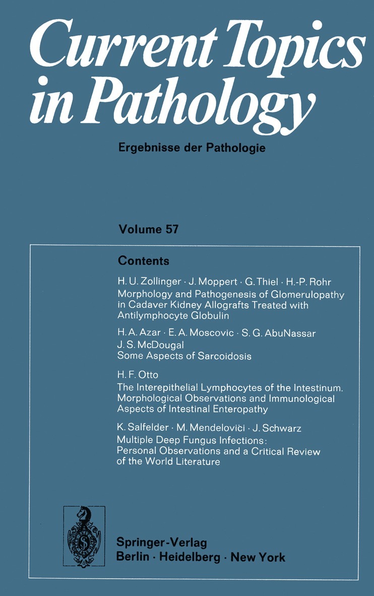 Current Topics in Pathology / Ergebnisse der Pathologie 1