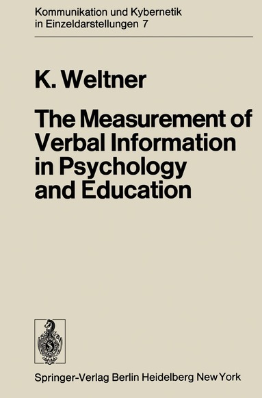 Klaus Weltner - Measurement of Verbal Information in Psychology and Education, Häftad