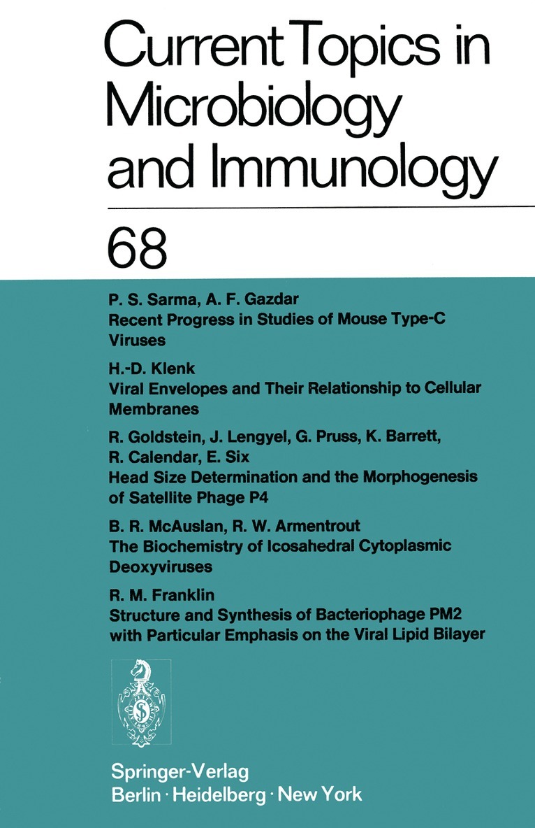 Current Topics in Microbiology and Immunology / Ergebnisse der Mikrobiologie und Immunittsforschung 1