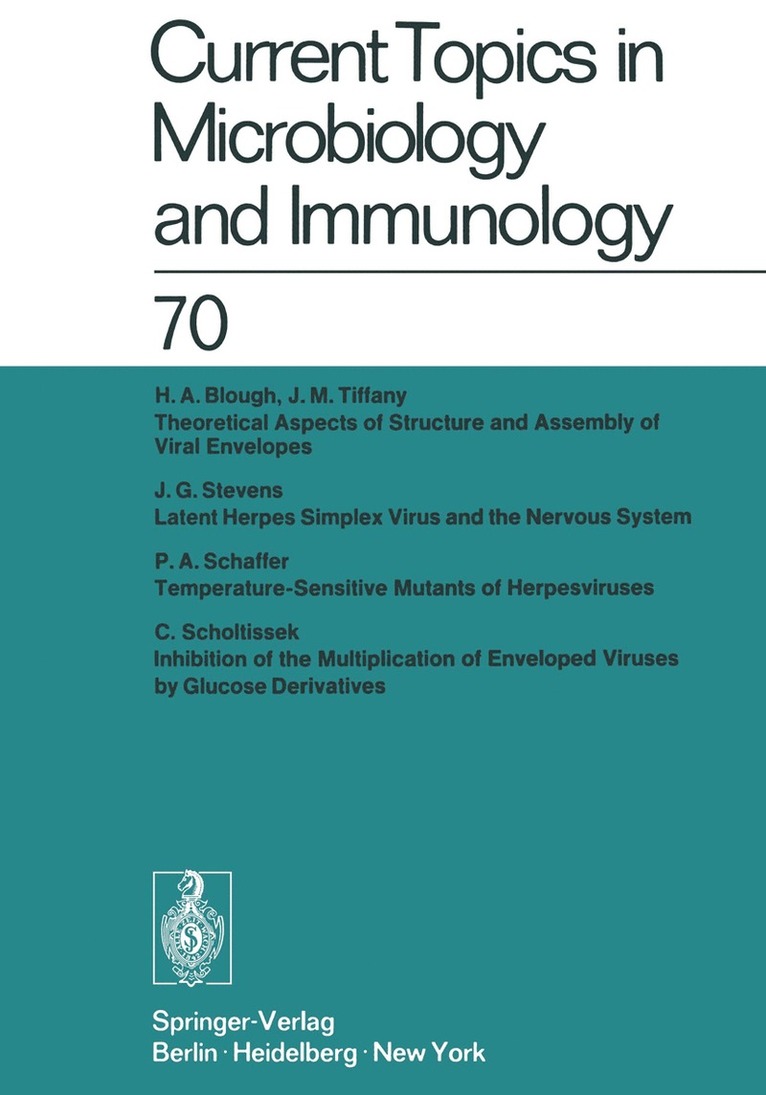 Current Topics in Microbiology and Immunology / Ergebnisse der Mikrobiologie und Immunittsforschung 1