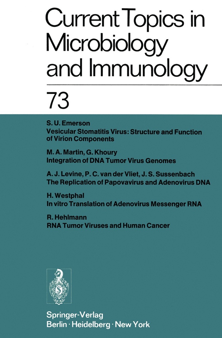 Current Topics in Microbiology and Immunology / Ergebnisse der Mikrobiologie und Immunittsforschung 1