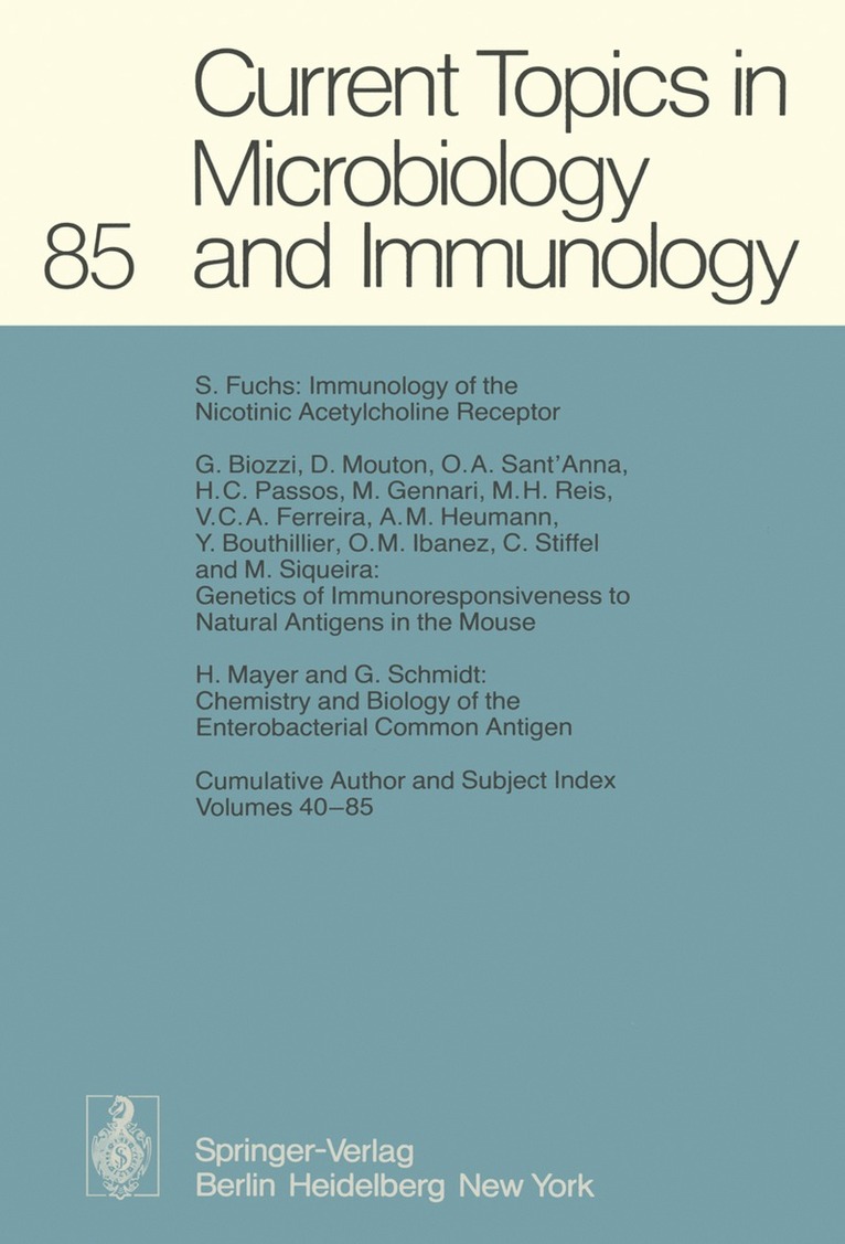 W. Arber, W. Braun, F. Cramer, R. Haas, W. Henle, P. H. Hofschneider, N. K. Jerne, P. Koldovsky, H. Koprowski, O. Maaløe, R. Rott, H.-G. Schweiger, M. Sela, L. Syru?ek, P. K. Vogt, E. Wecker, S. Falkow, F. Melchers, H. G. Schweiger, J. H. Humphrey, J. Klein, P. Koldovský - Current Topics in Microbiology and Immunology, Häftad
