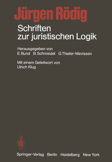 bokomslag Schriften zur juristischen Logik