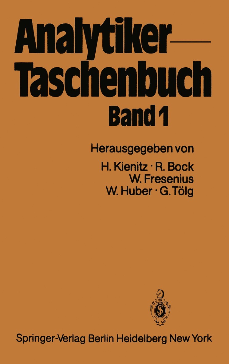 Hermann Kienitz, Rudolf Bock, Wilhelm Fresenius, Walter Huber, Günter Tölg, Hermann Kienitz, Rudolf Bock - Analytiker-Taschenbuch, Häftad