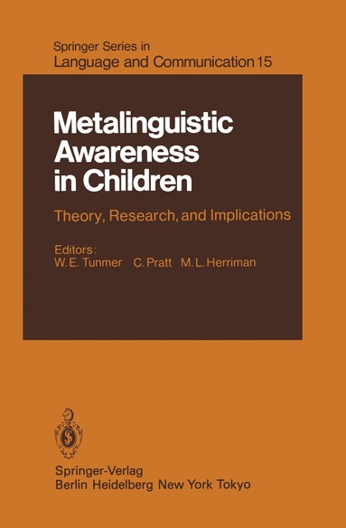 bokomslag Metalinguistic Awareness in Children