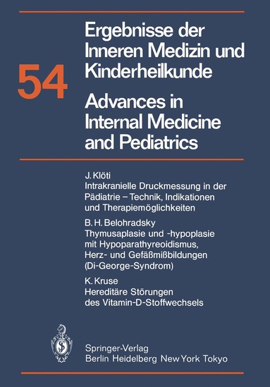 bokomslag Ergebnisse der Inneren Medizin und Kinderheilkunde / Advances in Internal Medicine and Pediatrics