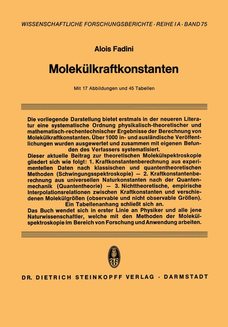 Alois Fadini - Molekülkraftkonstanten, Häftad